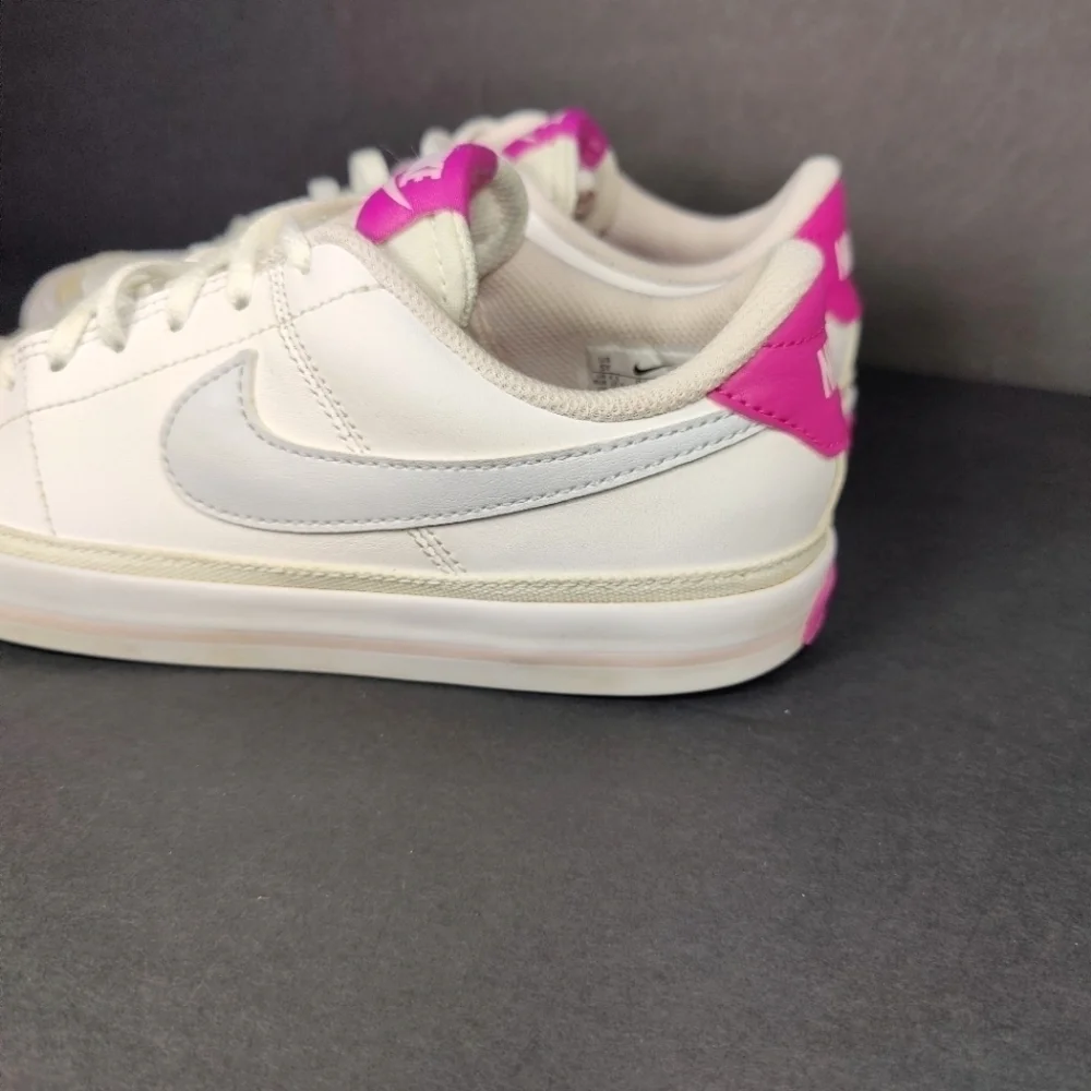 Nike Court Legacy Classic Retro White Pink Leather Big Kids Sneaker Shoe Size 5Y